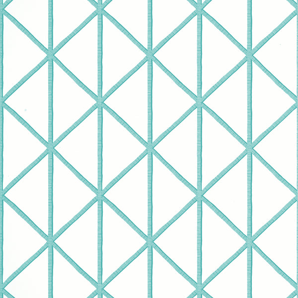 Box Kite Turquoise - Turquoise Wallcovering | Thibaut