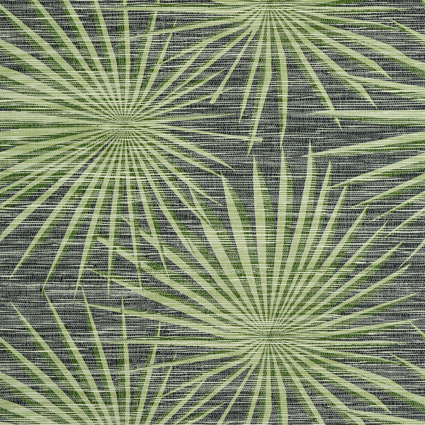 Palm Frond Black and Green - Black and Green Natural Wallcovering | Thibaut