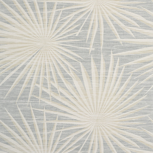 Palm Frond Metallic Silver on Beige - Metallic Silver on Beige Natural Wallcovering | Thibaut