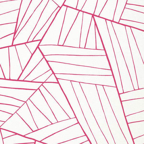 Jordan Magenta on White - Ivory Wallcovering | Thibaut