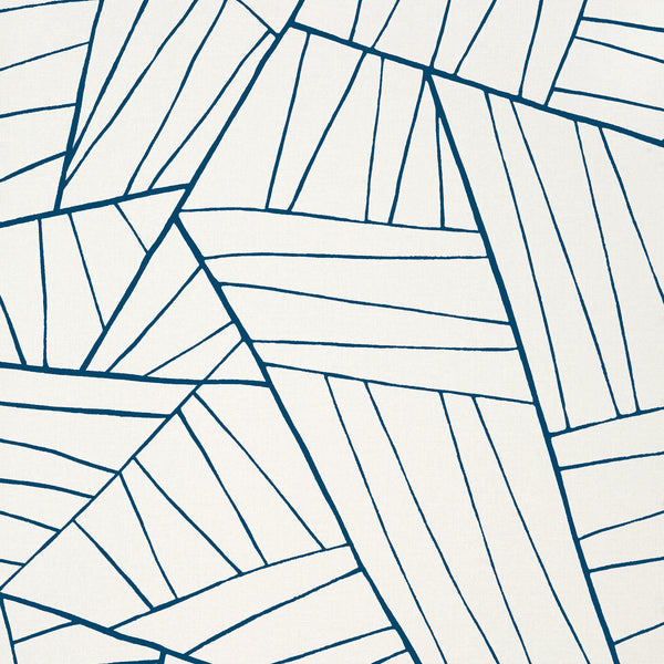 Jordan Navy on White - Ivory Wallcovering | Thibaut