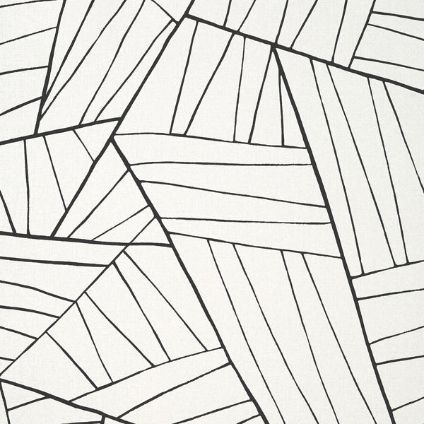Jordan Black on White - Ivory Wallcovering | Thibaut