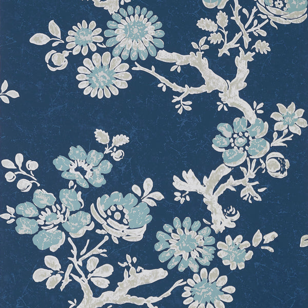 Claudette Navy - Navy Wallcovering | Thibaut
