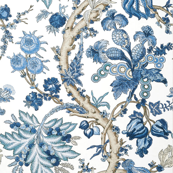 Chatelain Blue and White - Blue and White Wallcovering | Thibaut