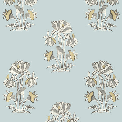 Lily Flower Spa Blue - Spa Blue Wallcovering | Thibaut