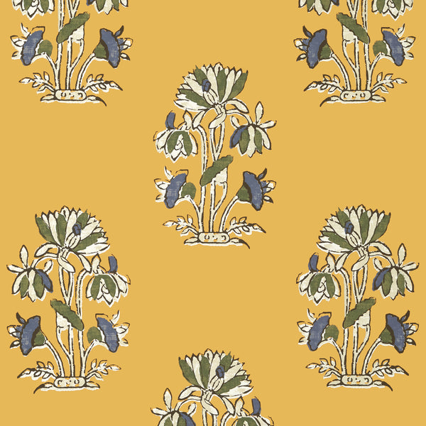 Lily Flower Harvest Gold - Harvest Gold Wallcovering | Thibaut