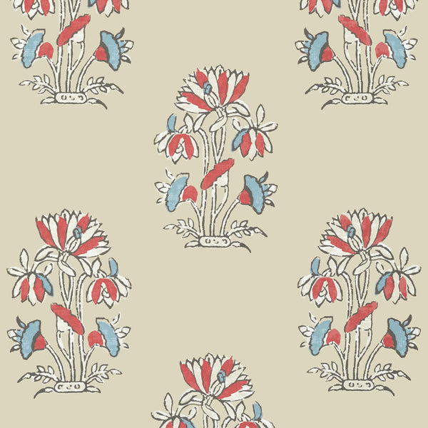 Lily Flower Beige and Sunbaked - Beige and Sunbaked Wallcovering | Thibaut