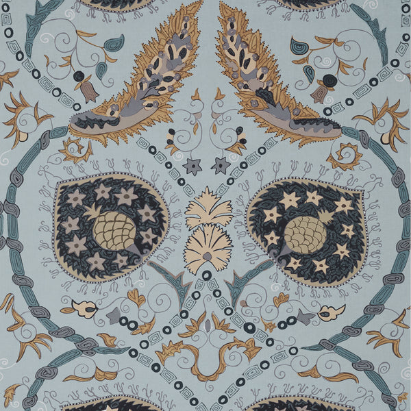 Lewis Mineral Blue - Mineral Blue Wallcovering | Thibaut