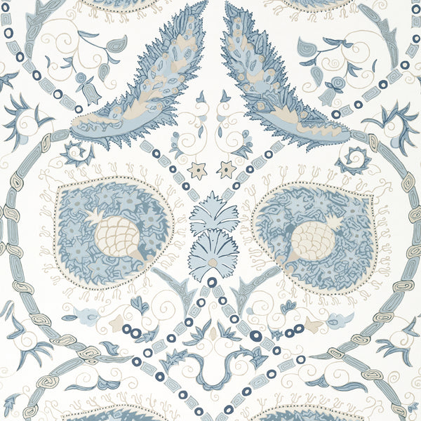 Lewis Spa Blue - Spa Blue Wallcovering | Thibaut