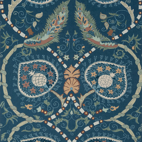 Lewis Navy and Teal - Navy and Teal Wallcovering | Thibaut