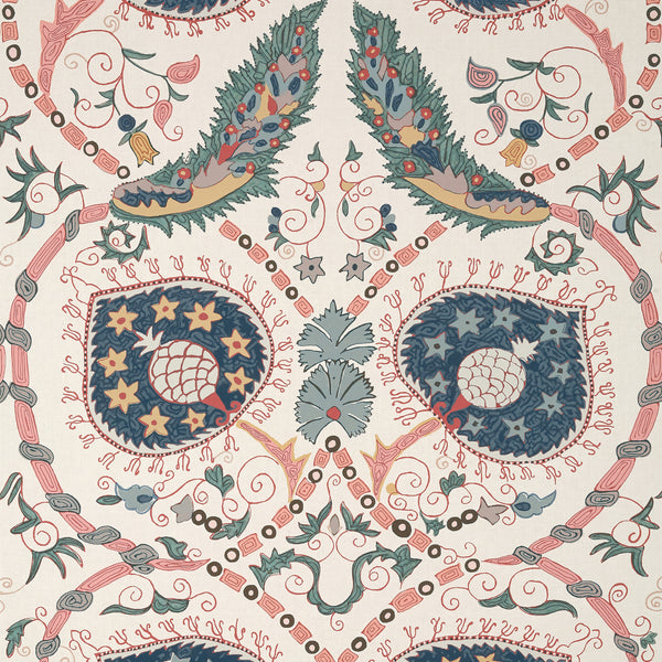 Lewis Coral and Blue - Coral and Blue Wallcovering | Thibaut