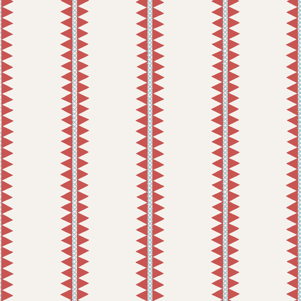 Reno Stripe Coral - Coral Wallcovering | Thibaut