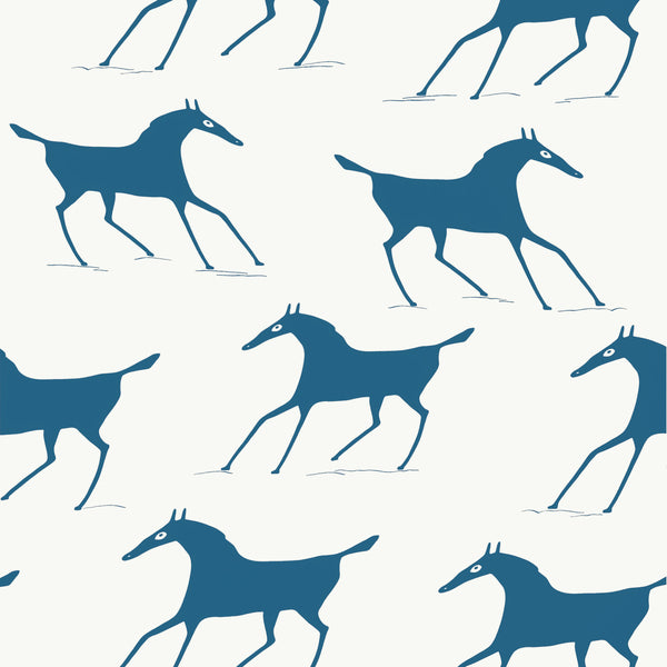 Marlborough Downs Navy on Off White - Navy on Off White Wallcovering | Thibaut