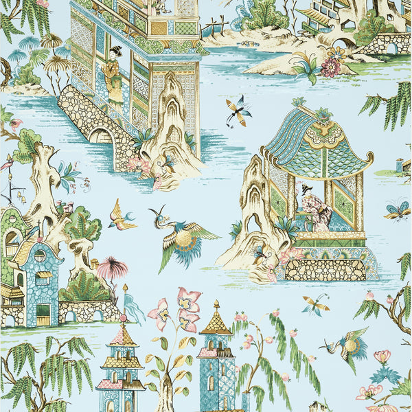 Grand Palace Spa Blue - Spa Blue Wallcovering | Thibaut