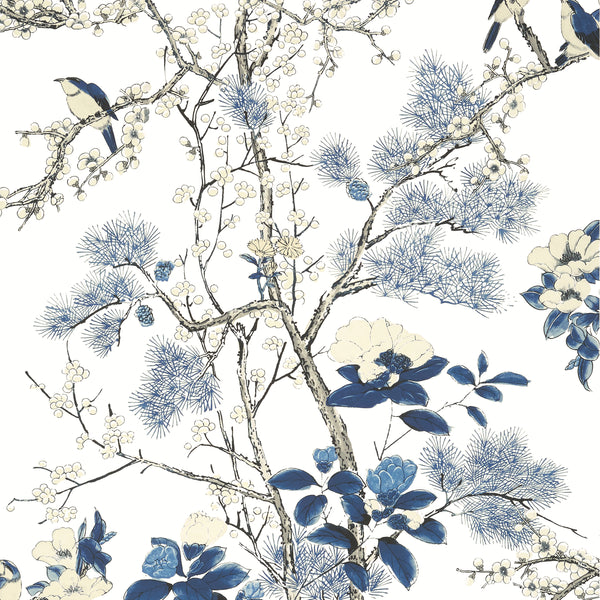 Katsura Blue and White - Blue and White Wallcovering | Thibaut
