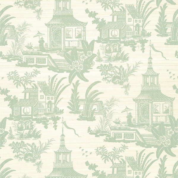 Empress Court Mist - Mist Wallcovering | Thibaut