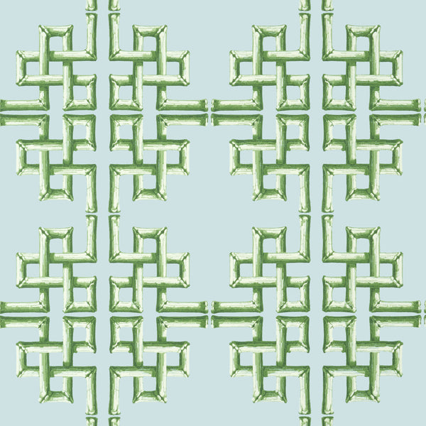 Boca Bamboo Green and Blue - Green and Blue Wallcovering | Thibaut