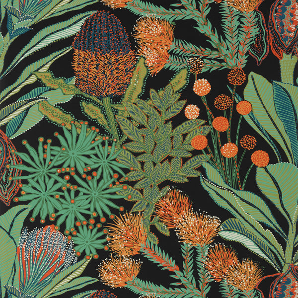 Protea Black - Black Wallcovering | Thibaut