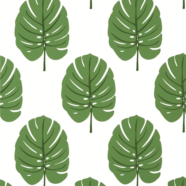 Monstera Green - Olive Green Wallcovering | Thibaut