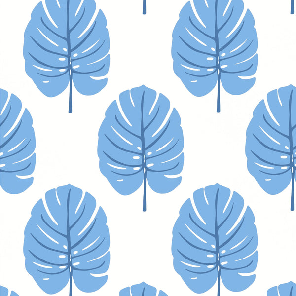 Monstera Blue - Cornflower Blue Wallcovering | Thibaut