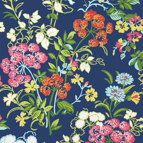 Spring Garden Navy - Navy Wallcovering | Thibaut