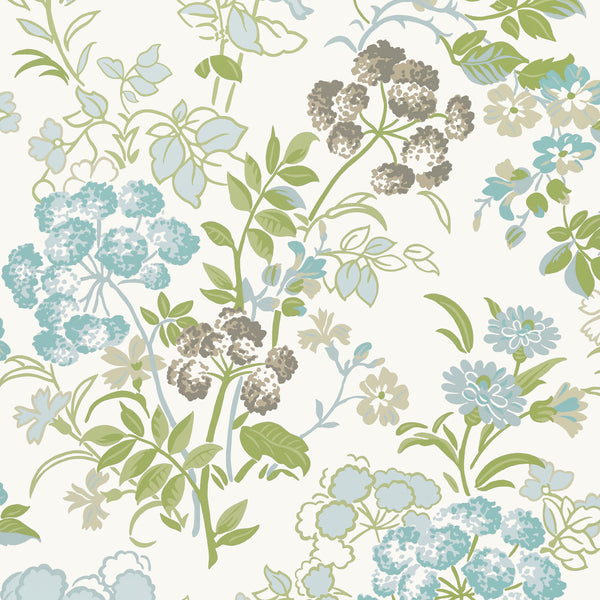 Spring Garden Spa Blue - Spa Blue Wallcovering | Thibaut