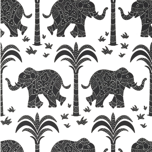 Elephant Black - Black Wallcovering | Thibaut