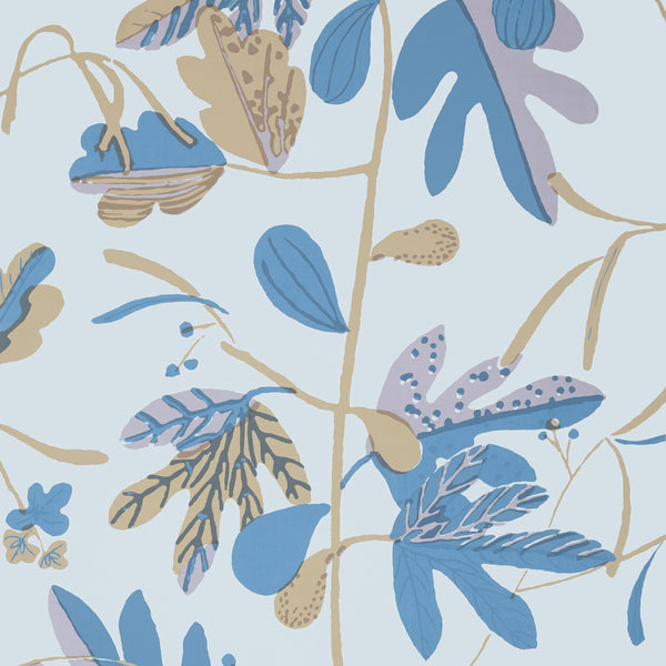 Matisse Leaf Lavender and Blue - Lavender and Blue Wallcovering | Thibaut