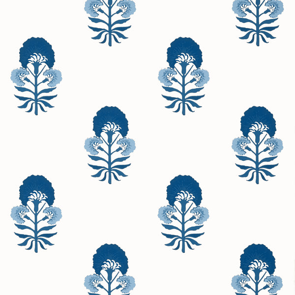Tybee Bud Blue and White - Blue and White Wallcovering | Thibaut