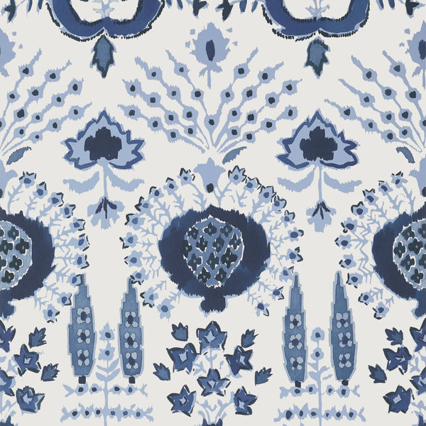 Mendoza Suzani Blue and White - Blue and White Wallcovering | Thibaut