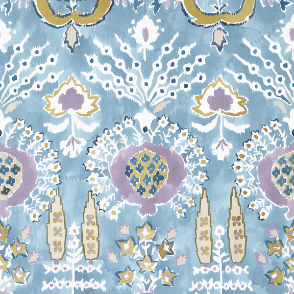 Mendoza Suzani French Blue and Lavender - French Blue and Lavender Wallcovering | Thibaut