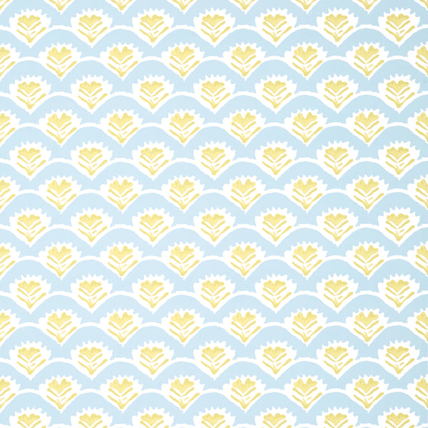 Emily Yellow and Blue - Yellow and Blue Wallcovering | Thibaut