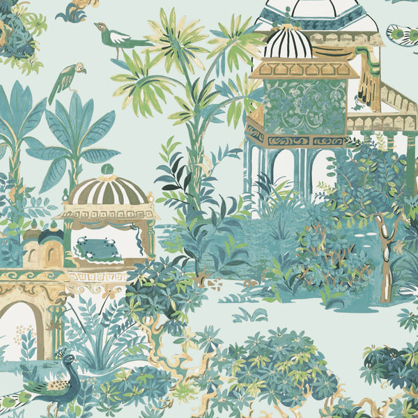 Mystic Garden Spa Blue - Spa Blue Wallcovering | Thibaut