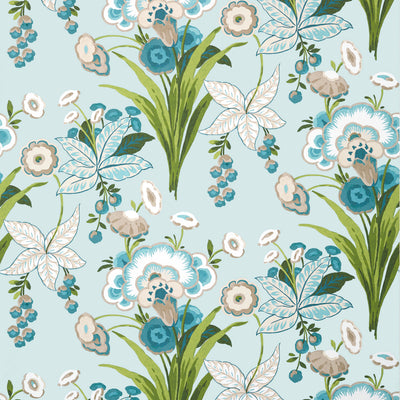 Pasadena Spa Blue - Spa Blue Wallcovering | Thibaut