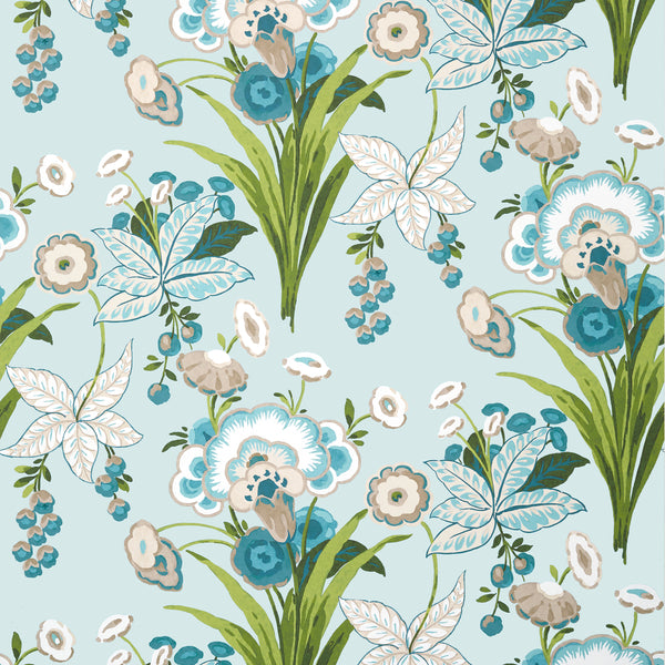 Pasadena Spa Blue - Spa Blue Wallcovering | Thibaut