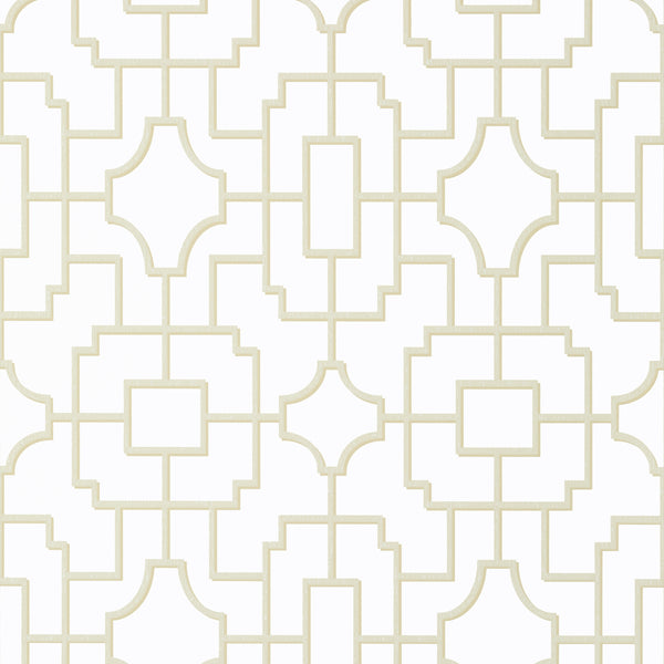 Fretwork Beige - Beige Wallcovering | Thibaut