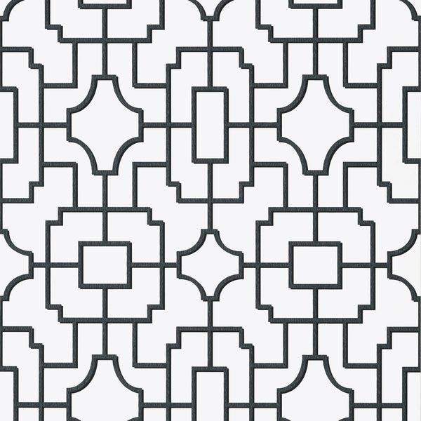 Fretwork Black - Black Wallcovering | Thibaut