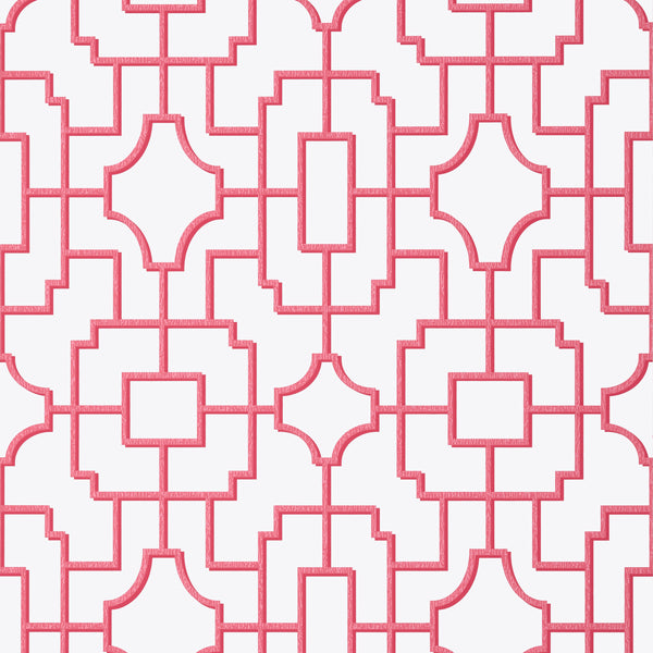 Fretwork Pink - Pink Wallcovering | Thibaut