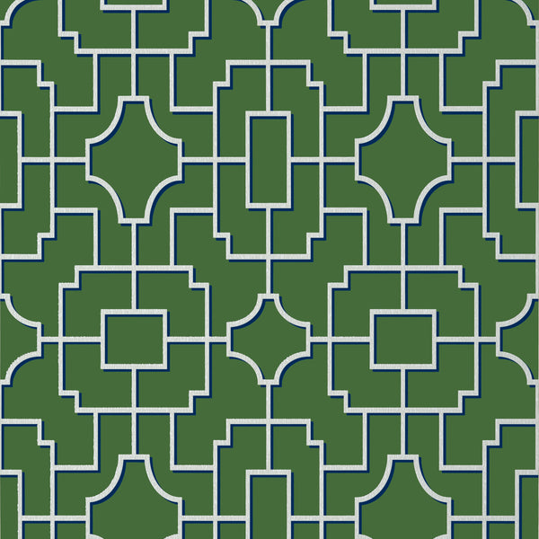 Fretwork Emerald - Emerald Wallcovering | Thibaut