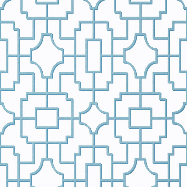 Fretwork Light Blue - Light Blue Wallcovering | Thibaut