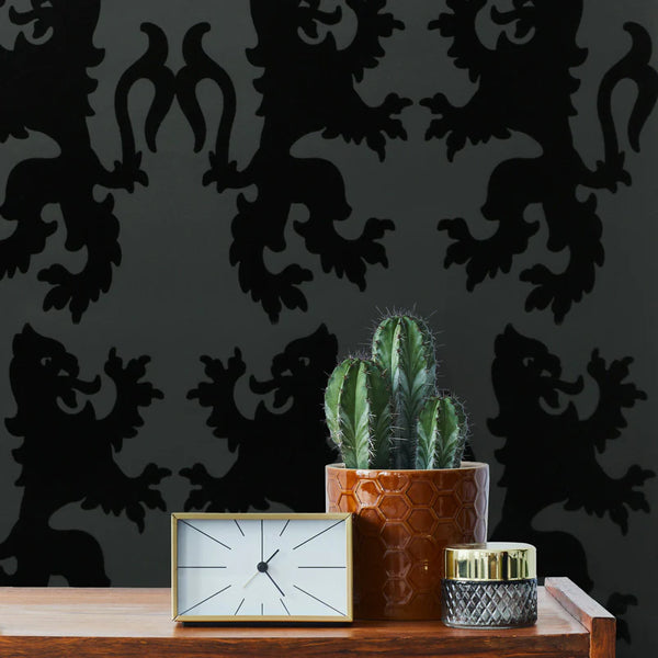 Neko's Griffons Flocked Velvet Wallcovering