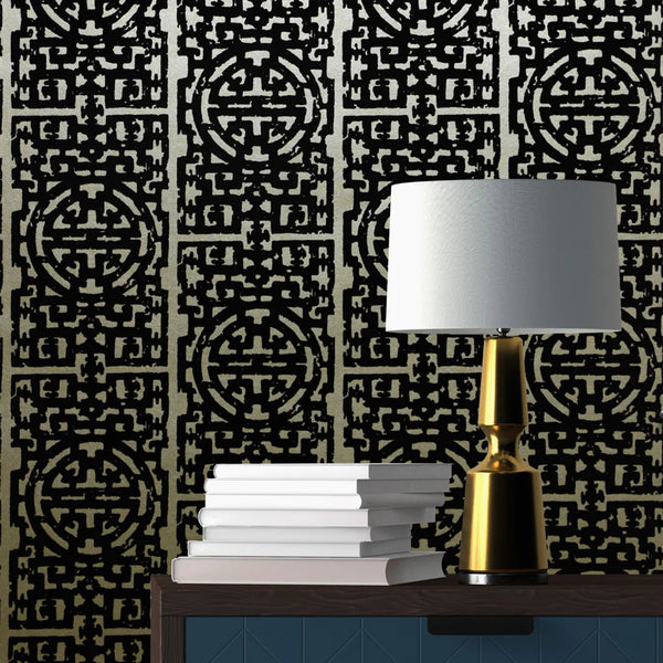 Naya's Zodiac Flocked Velvet Wallcovering