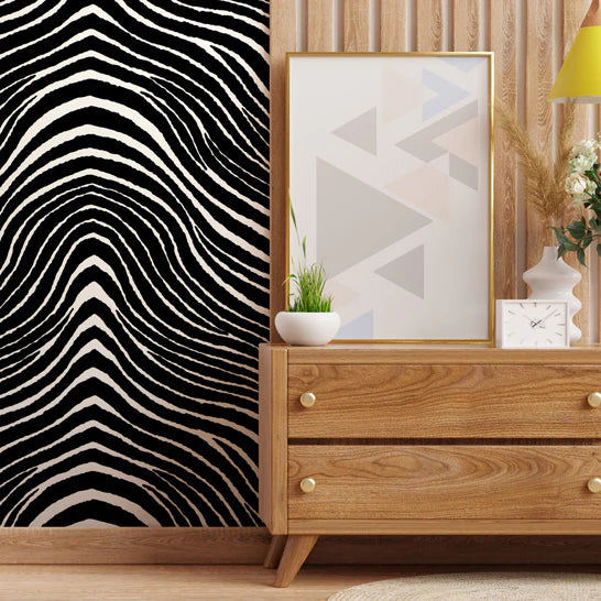 Gabby's Zebra Stripe Flocked Velvet Wallcovering
