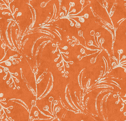 Wallflower Clementine - Taupe, Orange Wallcovering | Mind the Gap