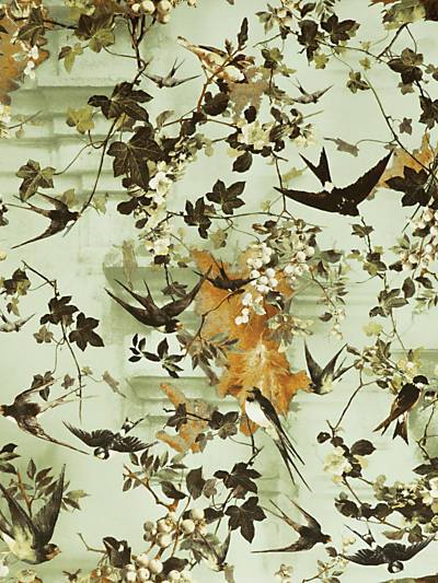 Hirondelles - Automne Wallpaper | Scalamandre 