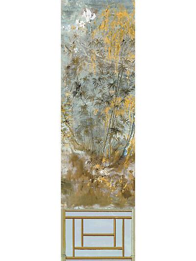 CRESTED CRANE - PANEL 1 - WHEAT BLUE - NICOLETTE MAYER WALLPAPER - WNM0001CRESP1 at Designer Wallcoverings and Fabrics, Your online resource since 2007