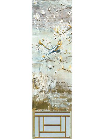 CRESTED CRANE - PANEL 5 - WHEAT BLUE - NICOLETTE MAYER WALLPAPER - WNM0001CRESP5 at Designer Wallcoverings and Fabrics, Your online resource since 2007