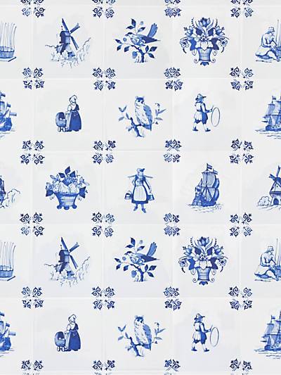 TILE PLAY - BLUE - NICOLETTE MAYER WALLPAPER - WNM0001TILE at Designer Wallcoverings and Fabrics, Your online resource since 2007