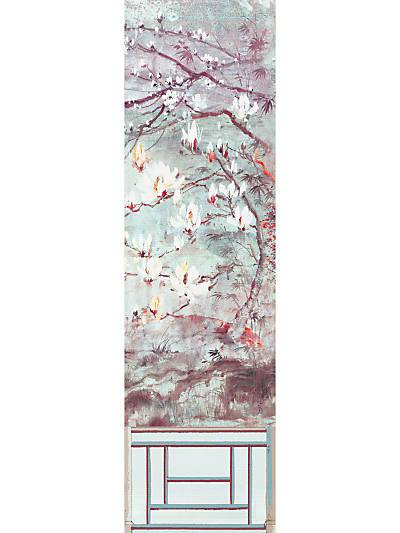 CRESTED CRANE - PANEL 6 - TURQUOISE RED - NICOLETTE MAYER WALLPAPER - WNM0002CRESP6 at Designer Wallcoverings and Fabrics, Your online resource since 2007