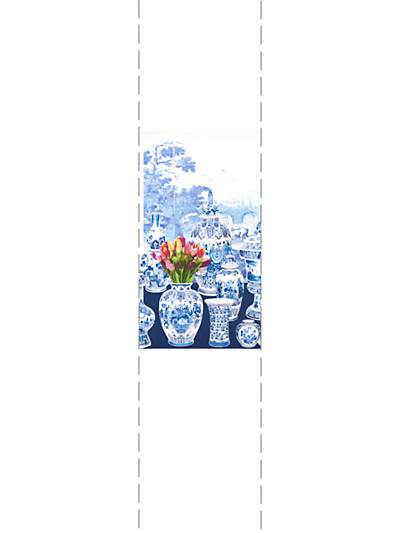 GARNITURE SCENIC - TULIPS - BLUE - LEFT PANEL - NICOLETTE MAYER WALLPAPER - WNM0002GSTL at Designer Wallcoverings and Fabrics, Your online resource since 2007